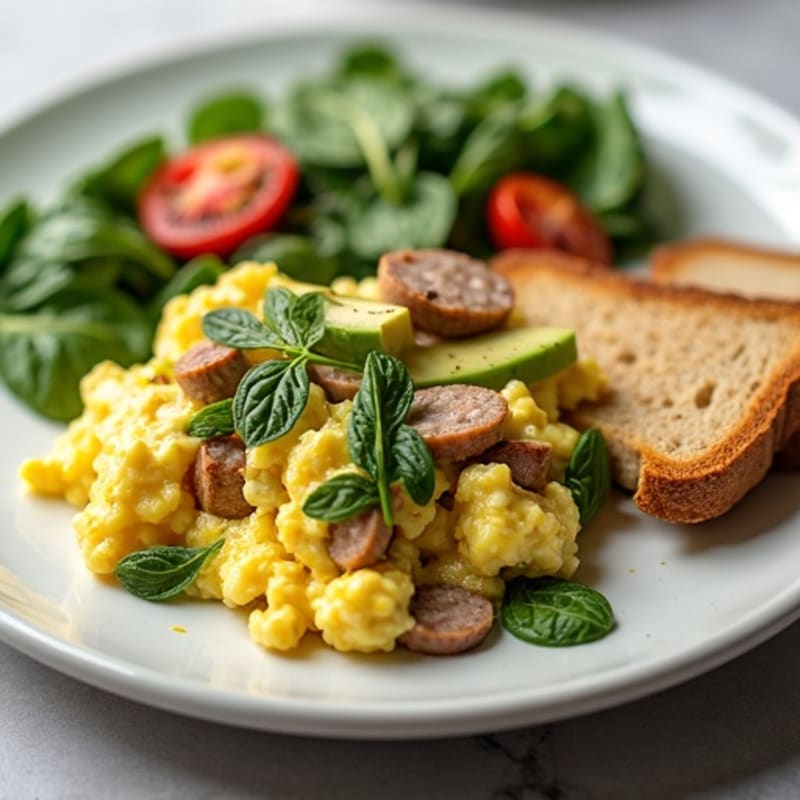 Egg White and Turkey Sausage Scramble with Spinach
