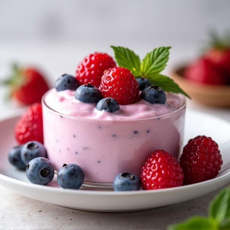 Silky Greek Yogurt Protein Mousse with Mixed Berries