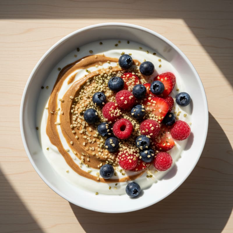 Greek Yogurt Bowl with Mixed Berries and Almond Butter