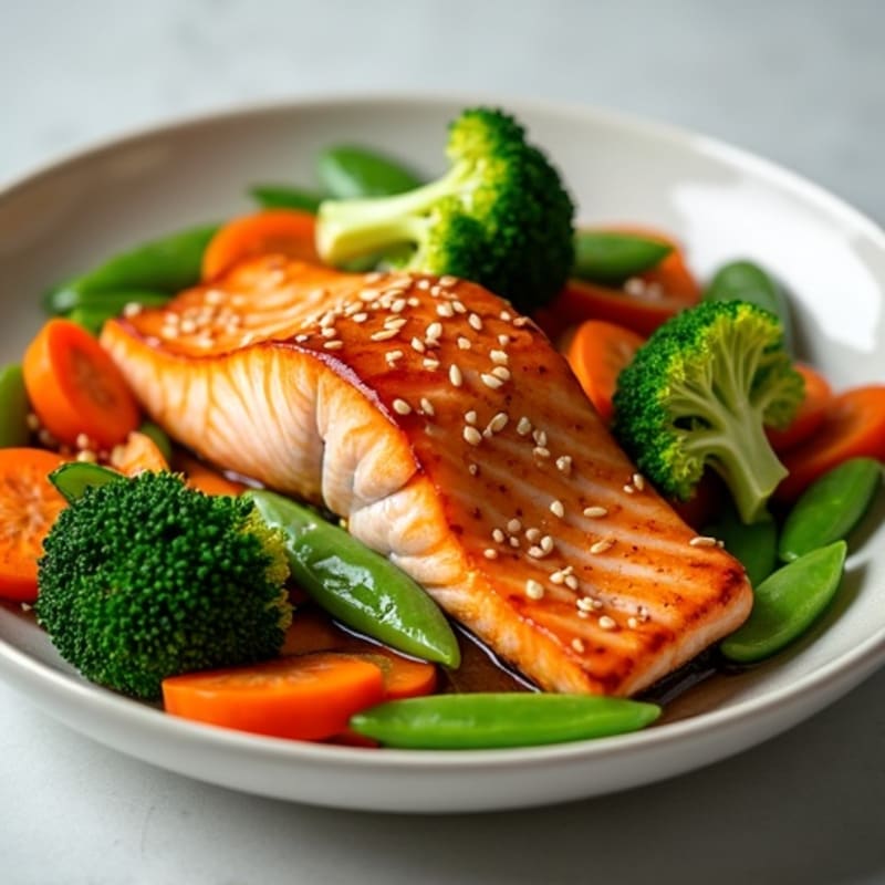 Honey-Ginger Glazed Salmon with Sesame Vegetables