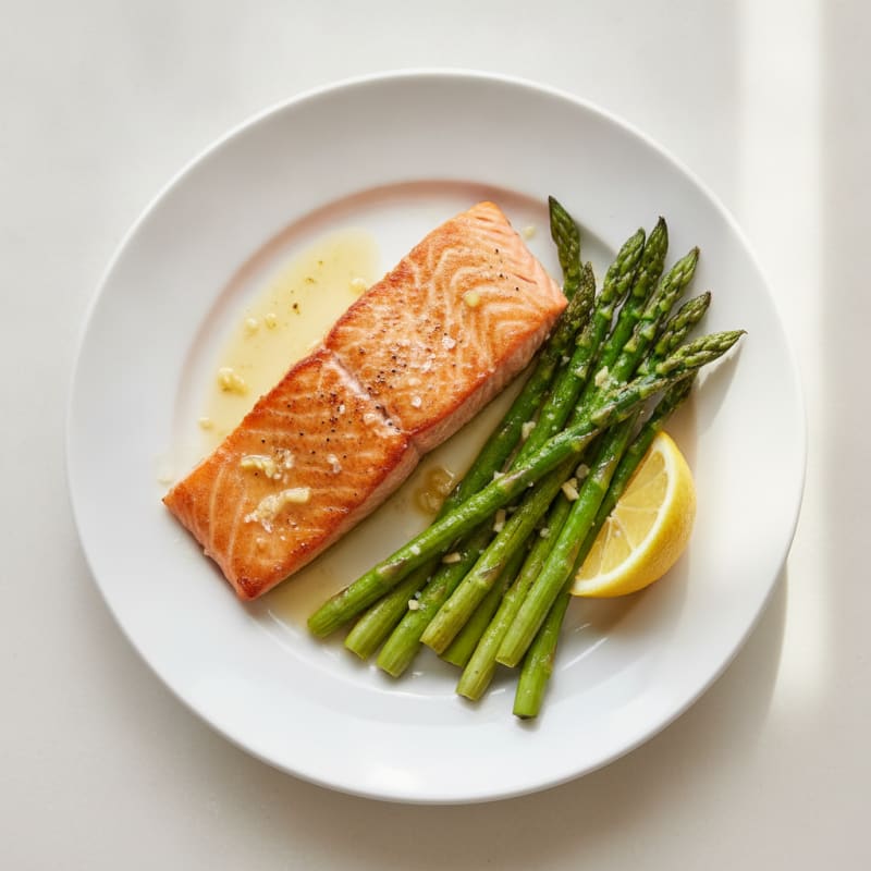 Seared Salmon Fillet with Roasted Asparagus