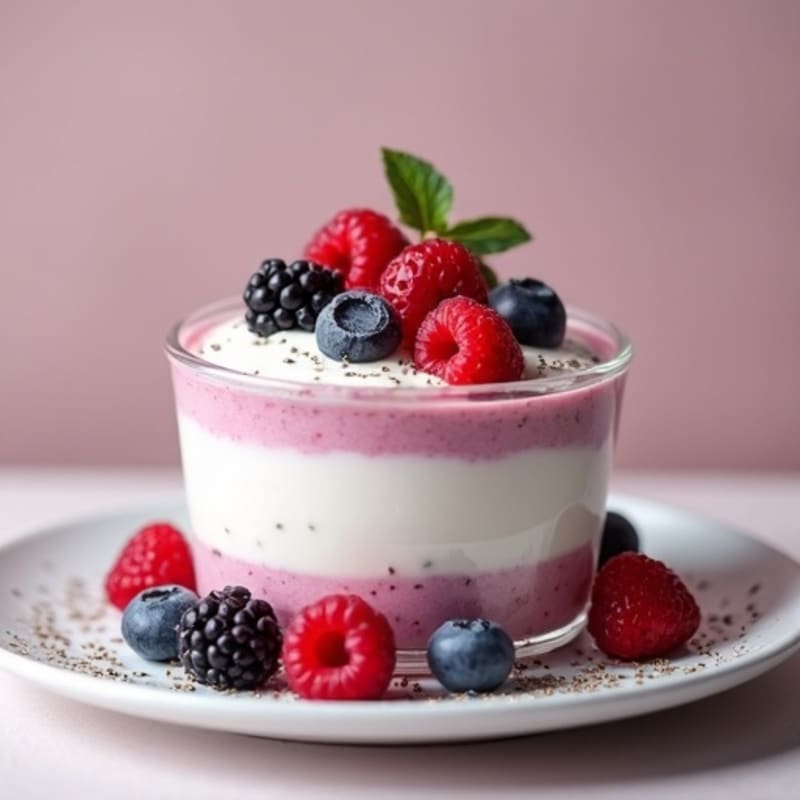 Silky Greek Yogurt Protein Pudding with Mixed Berries