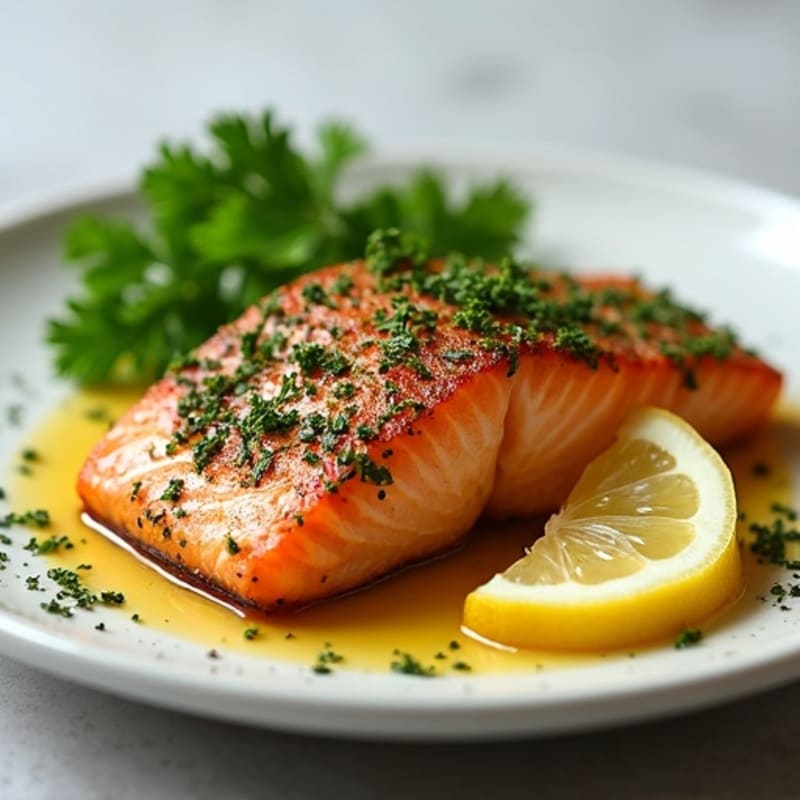 Herb-Crusted Pan Seared Salmon with Lemon