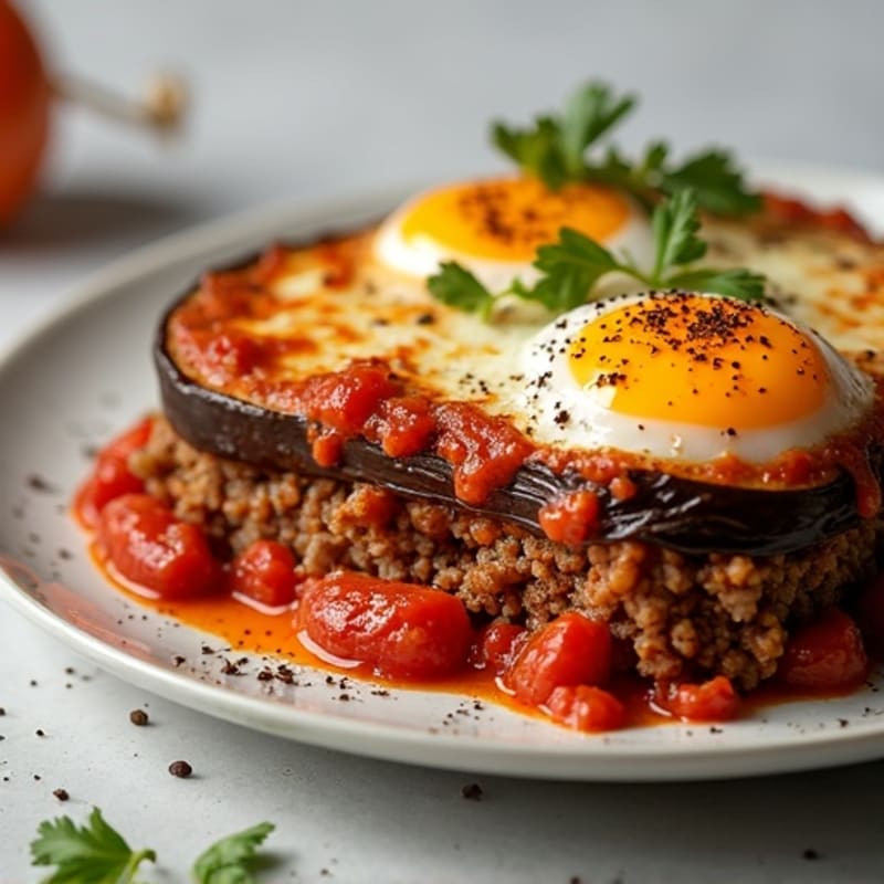 Layered Eggplant and Spiced Ground Lamb Casserole