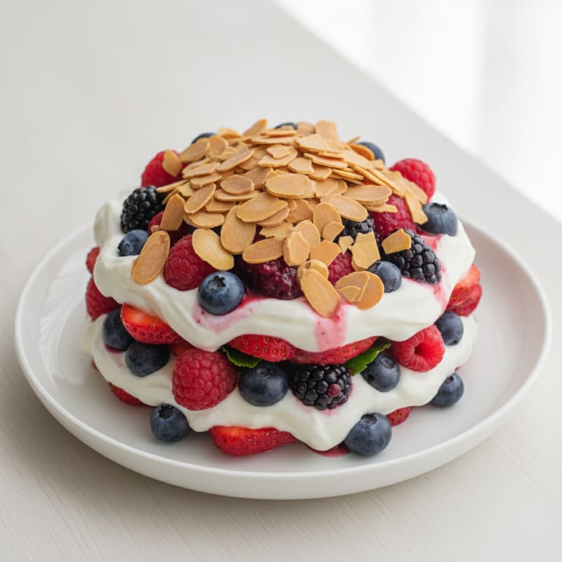 Greek Yogurt Protein Parfait with Mixed Berries and Almonds