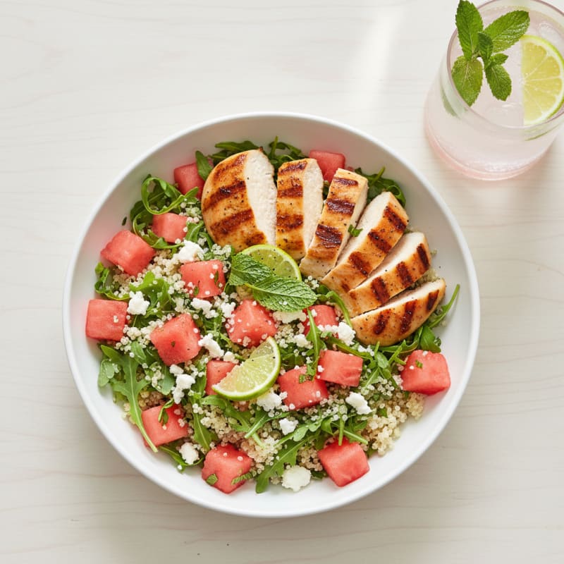 Grilled Chicken & Watermelon Mint Feta Bowl