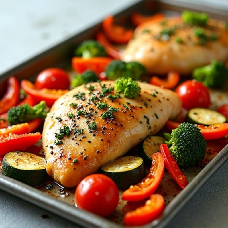 Sheet Pan Herb-Roasted Chicken with Rainbow Vegetables