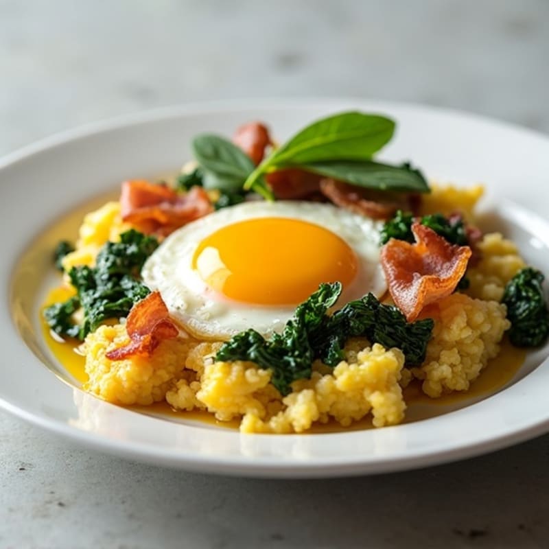 Cottage Cheese Scramble with Spinach and Turkey Bacon