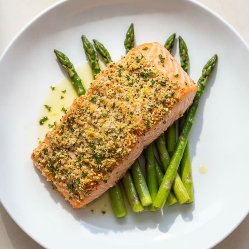 Lemon-Herb Crusted Salmon with Asparagus