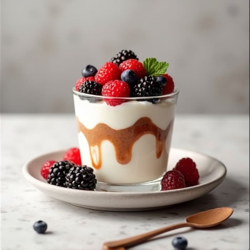 Greek Yogurt Protein Parfait with Almond Butter and Berries