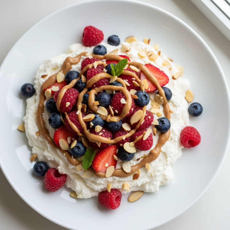 Greek Yogurt Protein Mousse with Mixed Berries