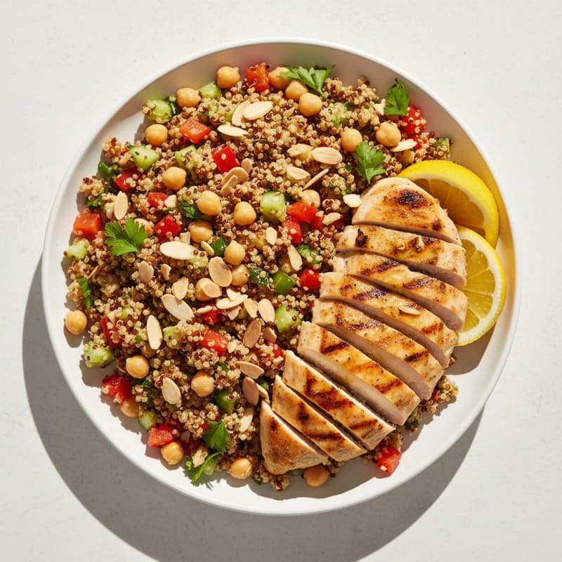 Grilled Chicken Breast with Crunchy Quinoa Salad