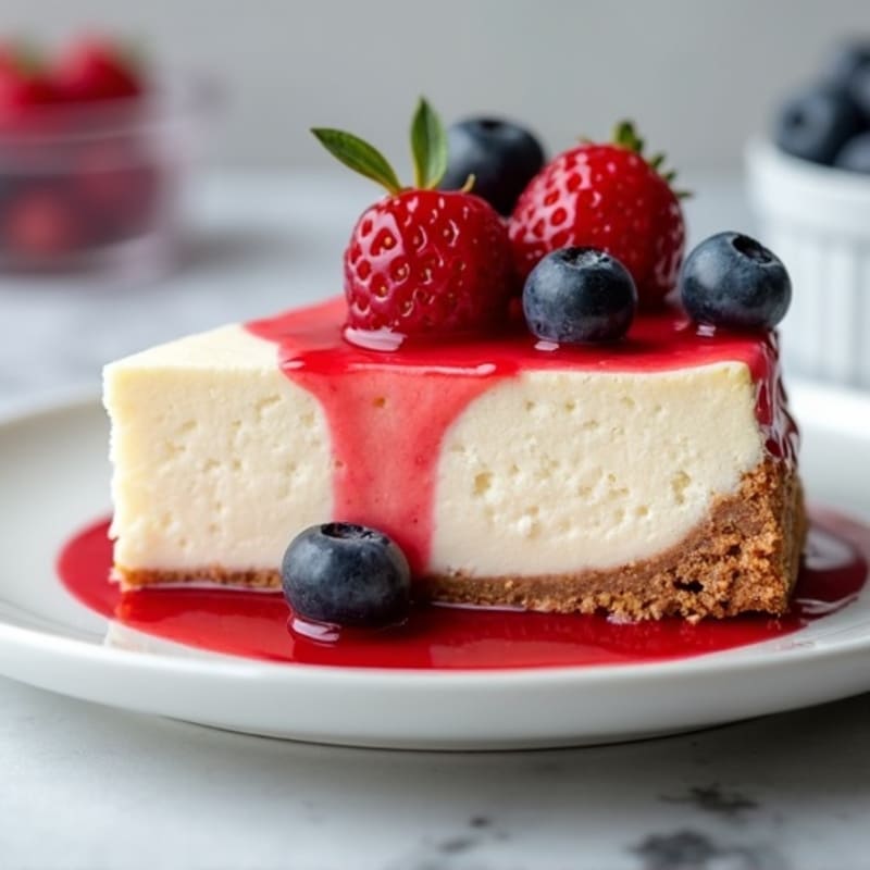 Greek Yogurt Protein Cheesecake with Mixed Berries