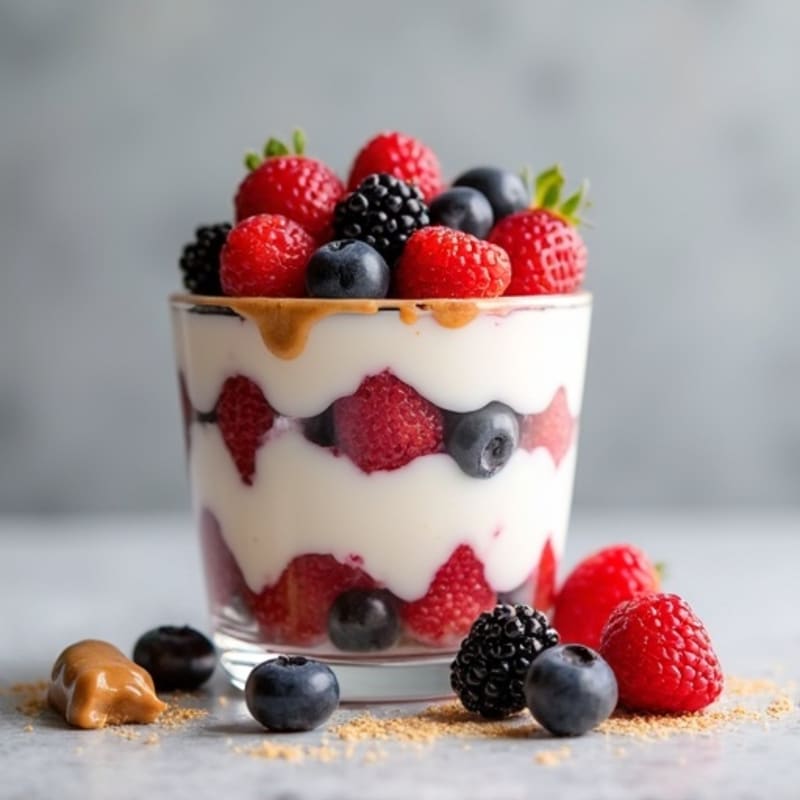Greek Yogurt Protein Parfait with Berries and Almond Butter