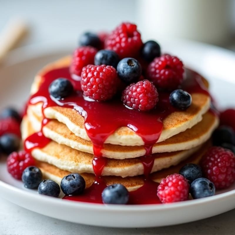 Fluffy Protein Pancakes with Berry Compote