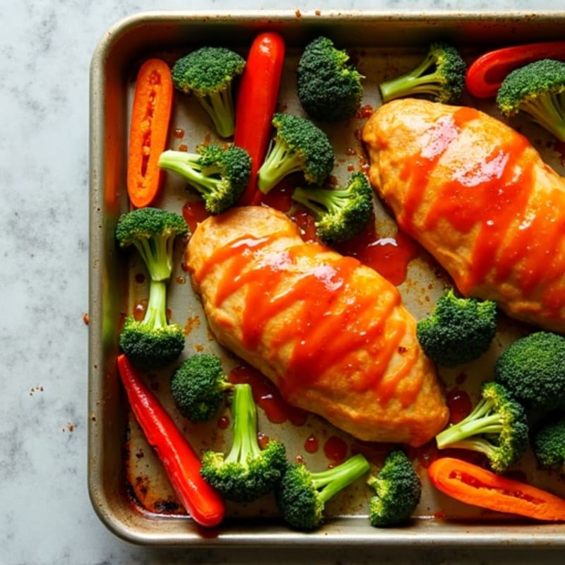 Sheet Pan Buffalo Chicken with Roasted Vegetables