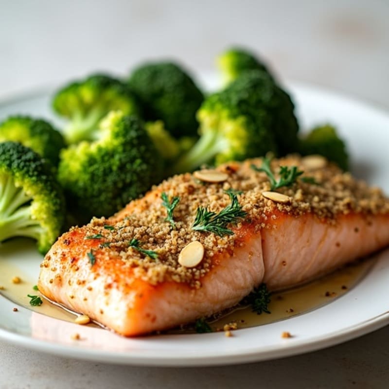 Herb-Crusted Baked Salmon with Roasted Broccoli