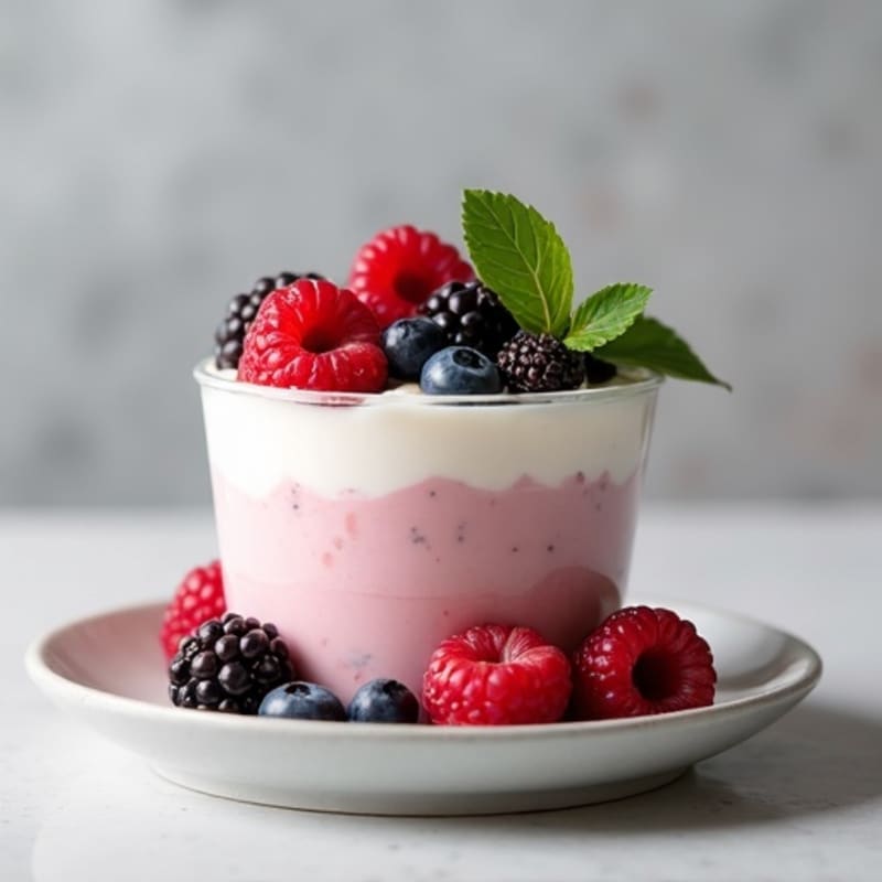 Greek Yogurt Protein Mousse with Mixed Berries