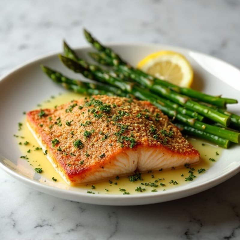 Pan-Seared Herb Crusted Salmon with Asparagus