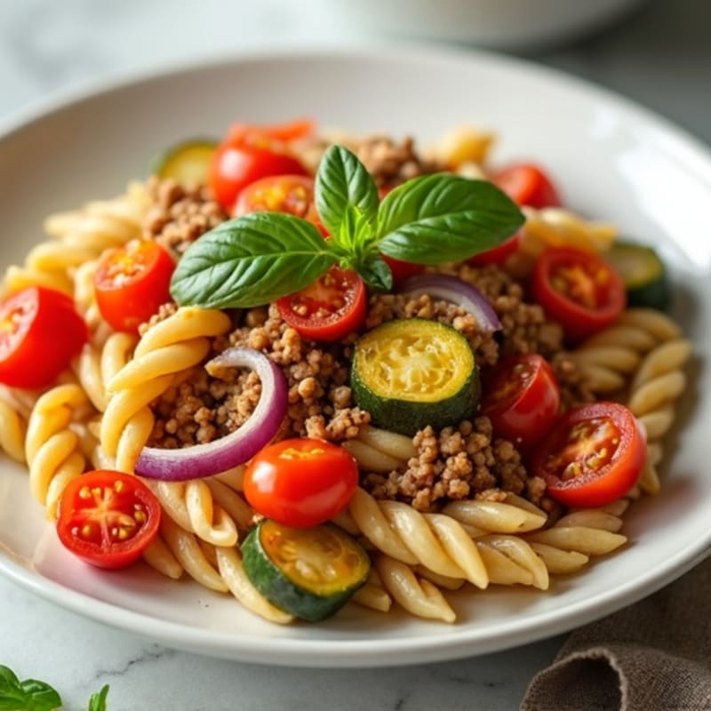 Hearty Lean Ground Turkey Pasta with Roasted Vegetables