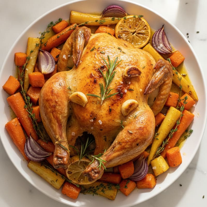Herb-Roasted Whole Chicken with Root Vegetables