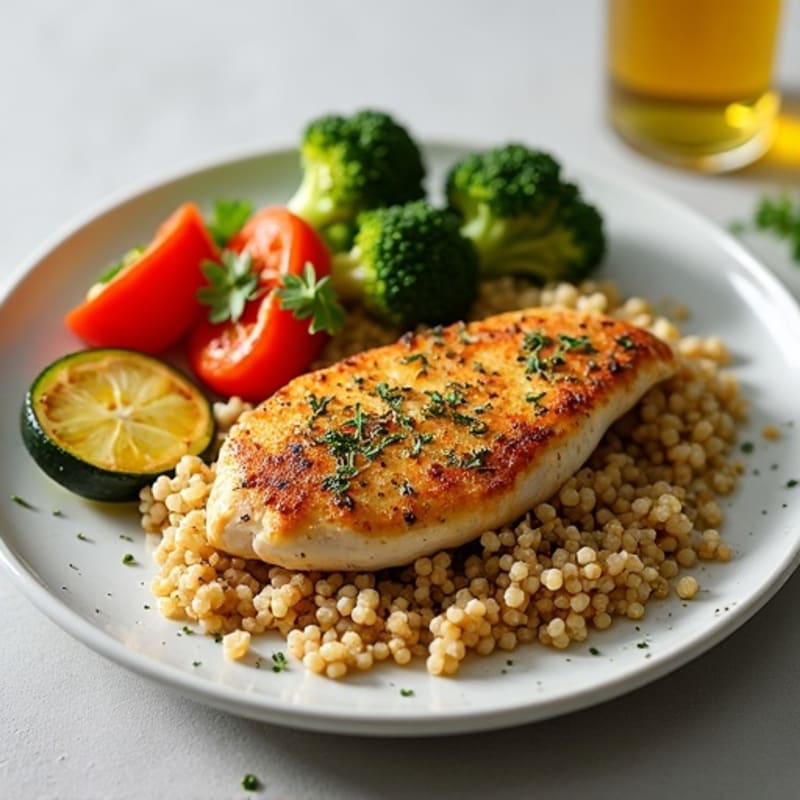 Herb-Crusted Pan Seared Chicken with Roasted Vegetables