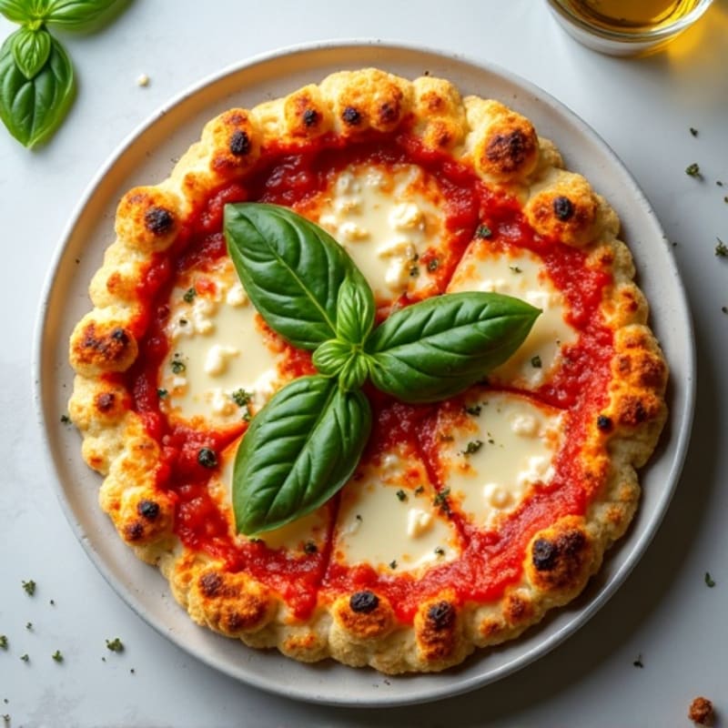 Cauliflower Crust Margherita Pizza with Fresh Basil