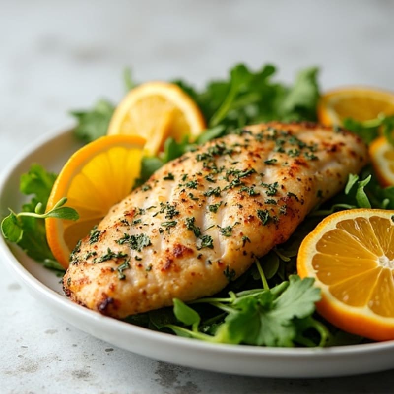 Fresh Herb-Crusted Chicken with Citrus Spring Mix Salad