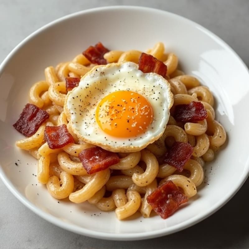 Smoky Turkey Bacon and Creamy Egg Yolk Whole Wheat Pasta