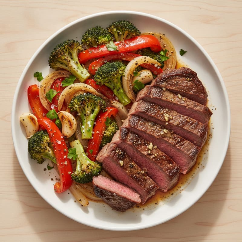 Pan-Seared Steak with Garlic Herb Vegetables