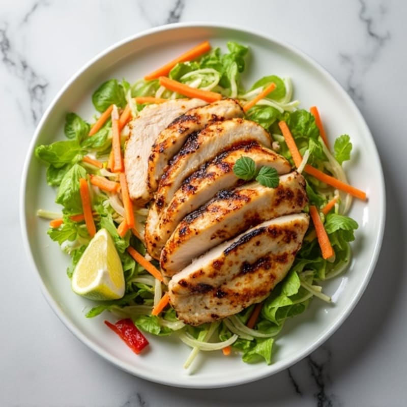 Grilled Chicken Breast with Crunchy Cabbage Slaw