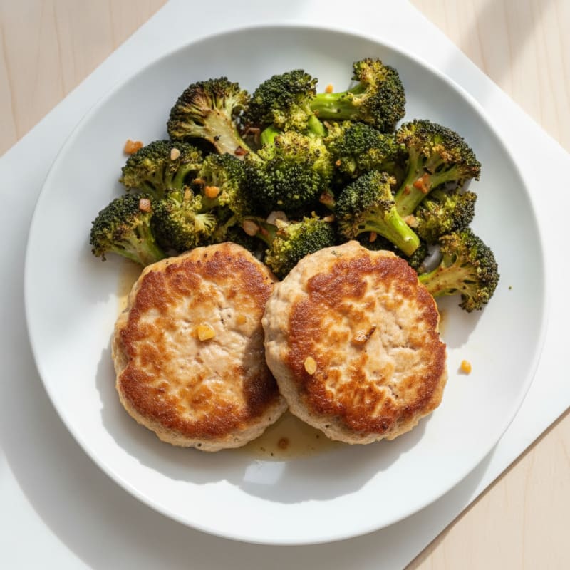 Seared Turkey Patties with Roasted Broccoli