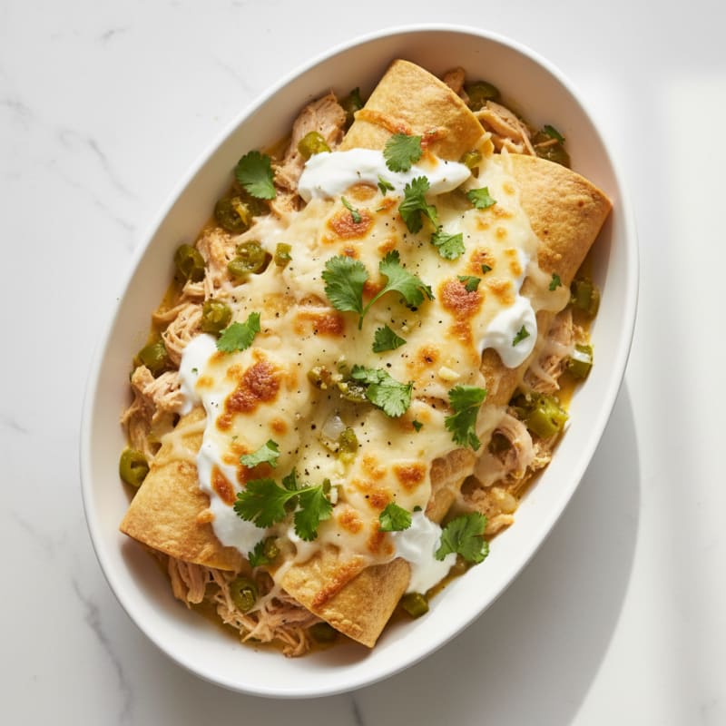 Creamy Chicken and Green Chili Enchiladas