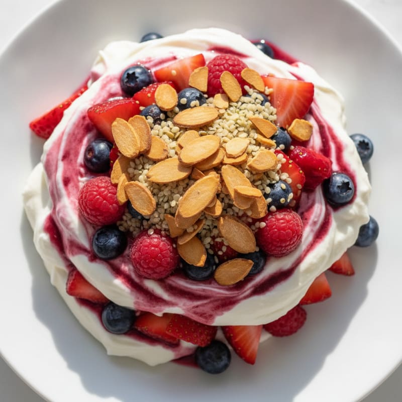 Silky Greek Yogurt Protein Parfait with Mixed Berries