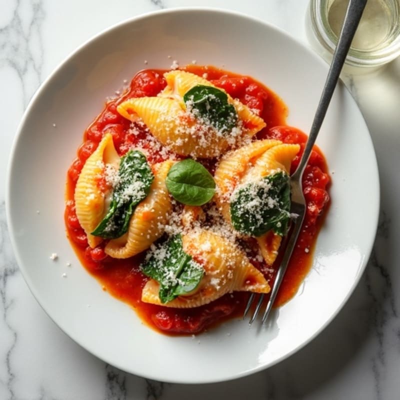Healthy Creamy Spinach Ricotta Baked Shells