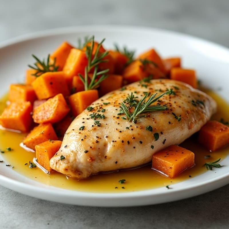 Herb-Roasted Chicken with Sweet Potato Medley