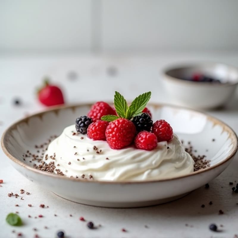 Silky Greek Yogurt Protein Pudding with Mixed Berries
