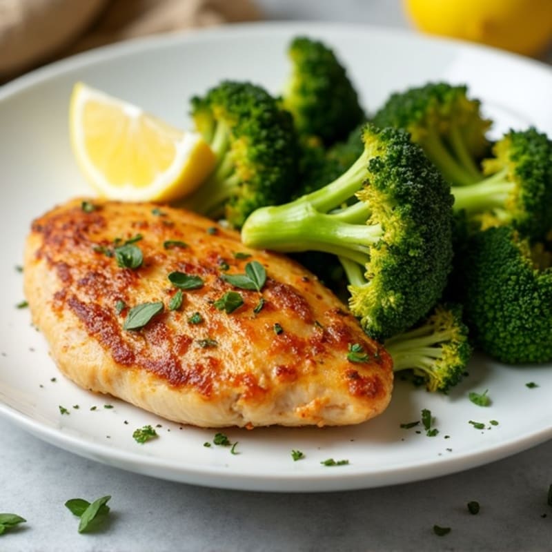 Roasted Chicken and Crispy Broccoli with Lemon-Garlic