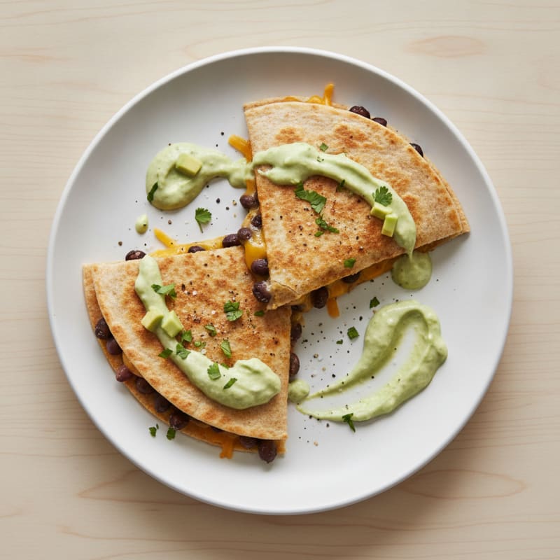 Cheesy Black Bean Quesadillas with Avocado