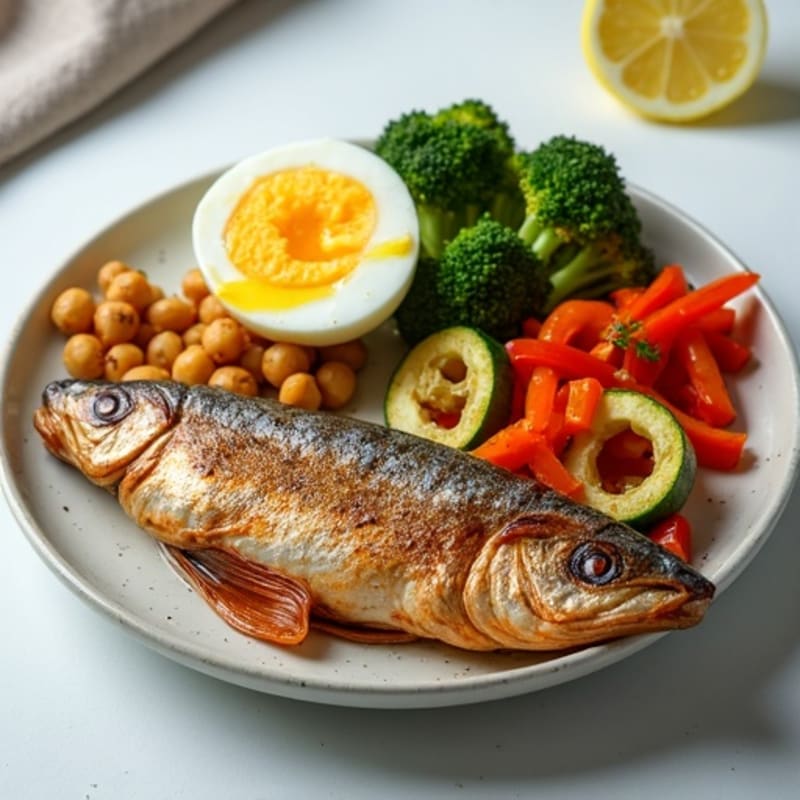 Lightly Smoked Sardine and Roasted Vegetable Plate