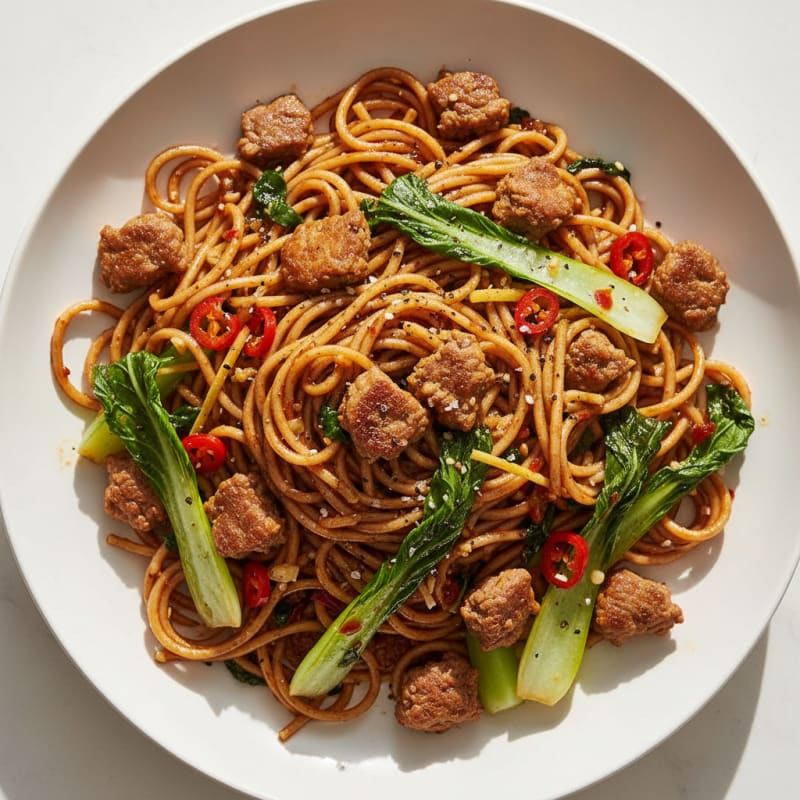 Chili Beef with Garlic Noodles