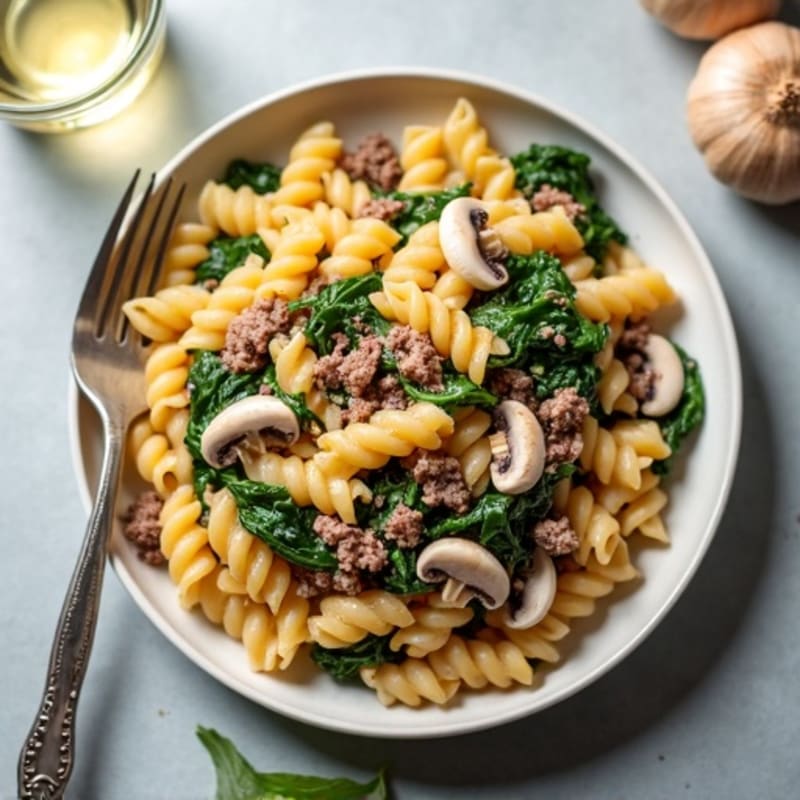 Healthy Creamy Ground Beef Skillet Pasta