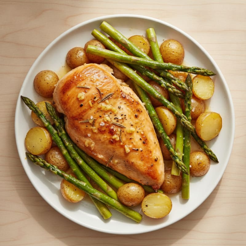 Lemon Herb Roasted Chicken with Asparagus