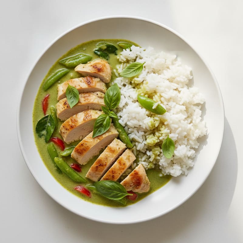 Green Curry Chicken with Coconut Rice