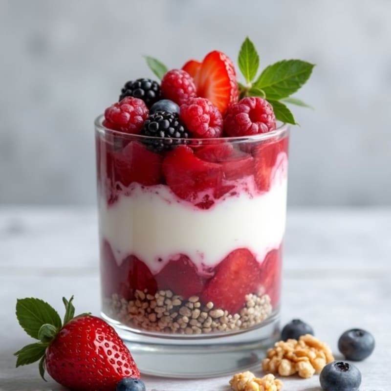Greek Yogurt Protein Parfait with Mixed Berries