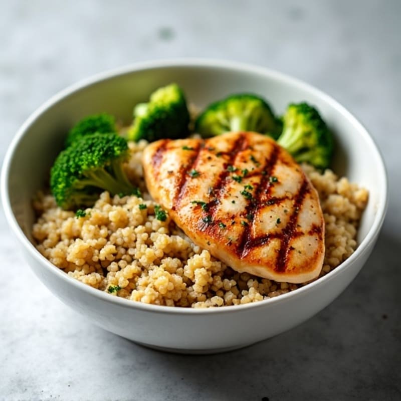 Grilled Chicken Breast over Quinoa and Roasted Broccoli