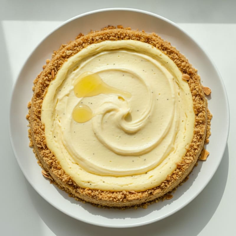 Creamy Vanilla Protein Cheesecake with Almond Crust