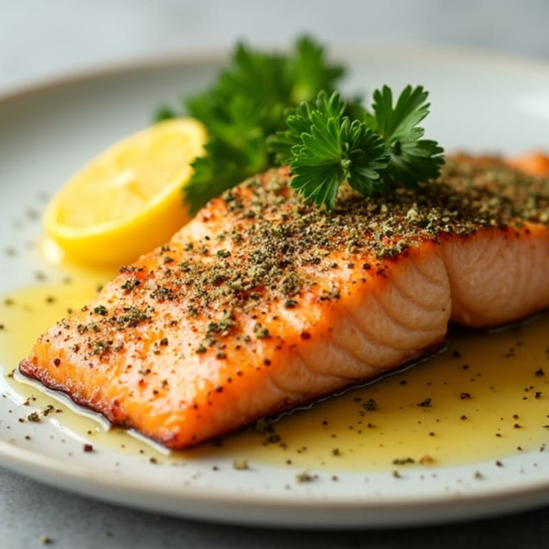 Herb-Crusted Pan-Seared Salmon with Lemon Butter Sauce