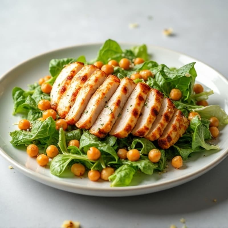 Herb-Grilled Chicken Caesar with Crispy Chickpea Croutons