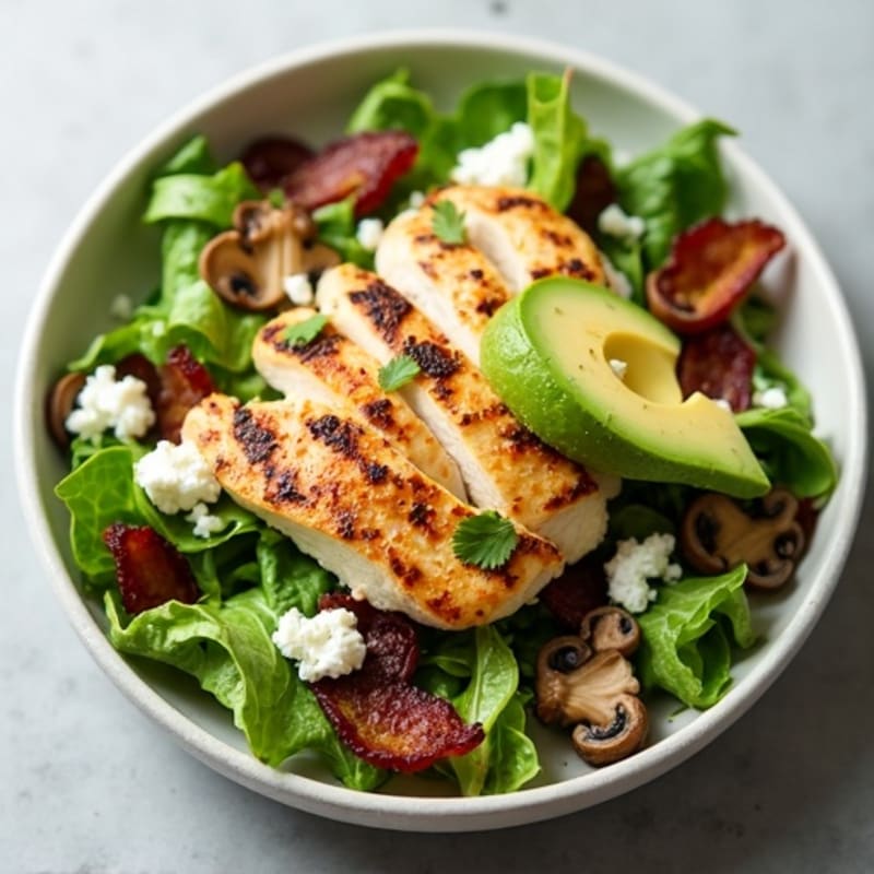 Grilled Chicken and Avocado Salad with Mixed Greens and Feta